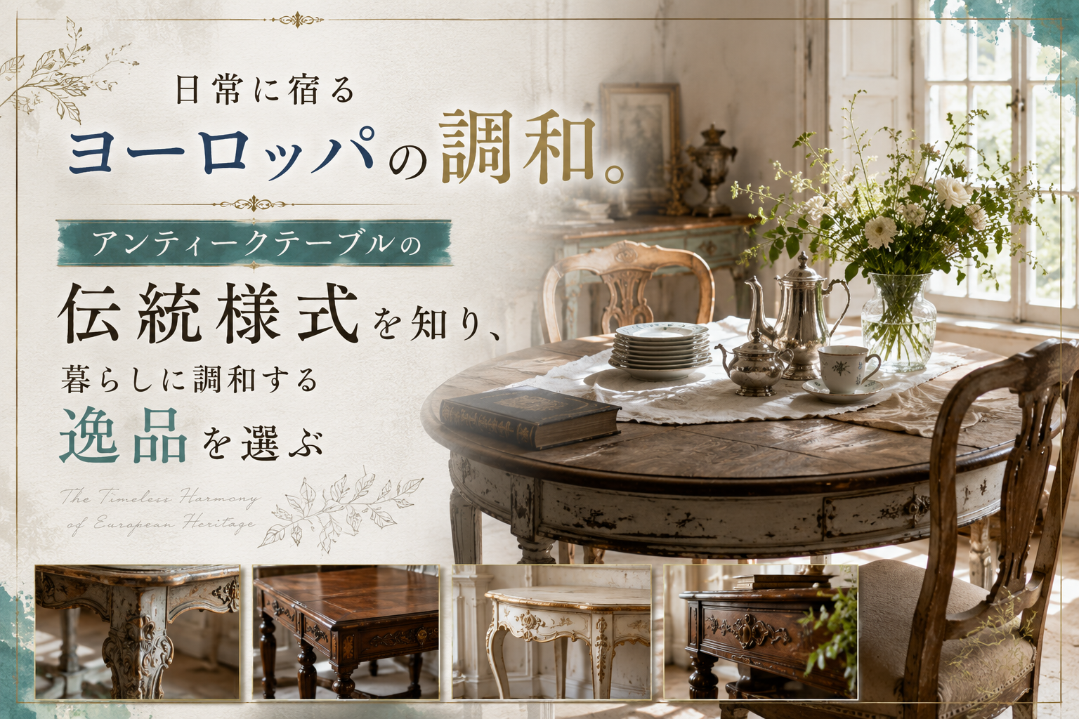 美品　豪華イタリア製　アンティーク　花柄装飾の円形テーブル 机・テーブル 美品 豪華イタリア製 アンティーク 花柄装飾の円形テーブル