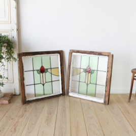 テクスチャーガラスで出来たペアステンドグラス【7724】