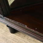 裏側がミラーバック収納になっている珍しいレザートップテーブル【fo237】