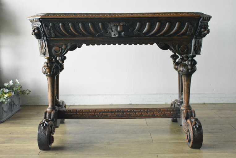 t267　ゴシックオークデスクテーブル