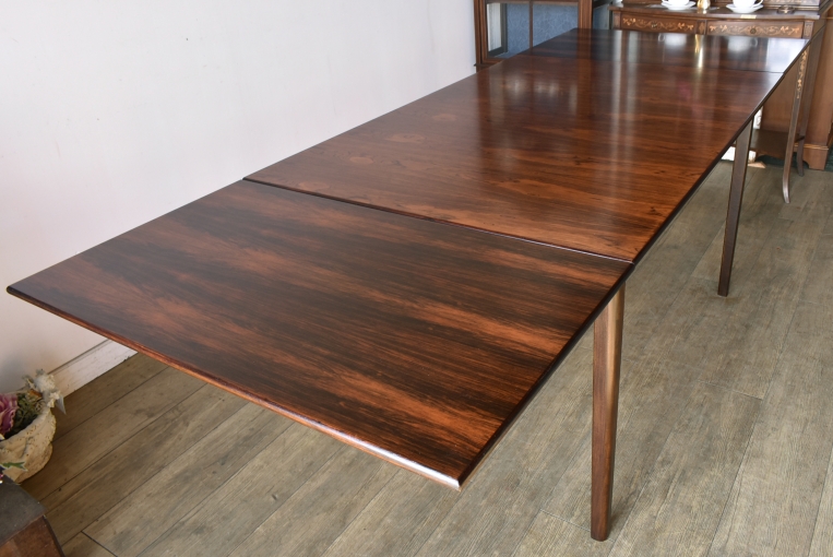 最大幅2350㎜！稀少な美しい木目、ローズウッド製ドローリーフテーブル【t43】