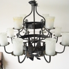 重厚な存在感を放つ、アイアン製12灯式シャンデリア【00001】