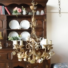 【修復前】お花の装飾が可愛らしい5灯式シャンデリア【sy419-2】