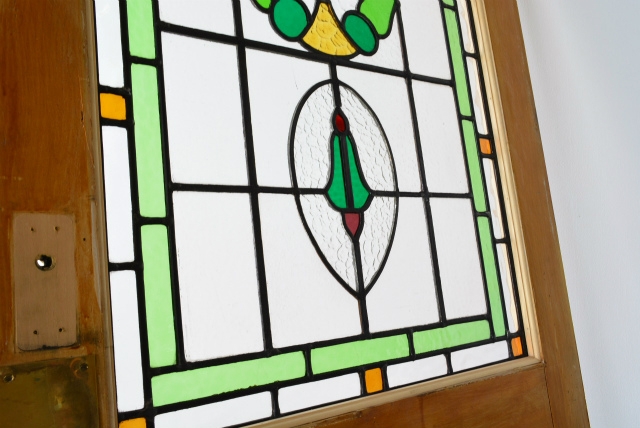 グリーンカラーが素敵なステンドグラスドア【6679】