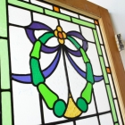 グリーンカラーが素敵なステンドグラスドア【6679】