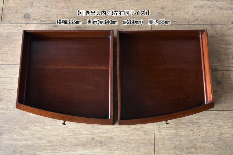 葡萄園マホガニーソリッド　ハーフラウンド　アクセント　コンソールキャビネット パルテノン アンティーク / 全面に施されたインレイドが美しい