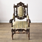 見事な彫刻が美しいキッズアームチェア【c304】