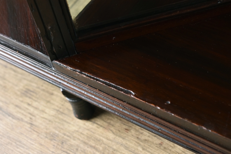 裏側がミラーバック収納になっている珍しいレザートップテーブル【fo237】