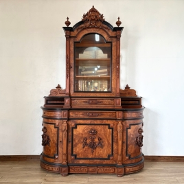 1900年代フランスアンティーク、ナポレオン3世様式の大型ウォールナットキャビネット【ds11-12】