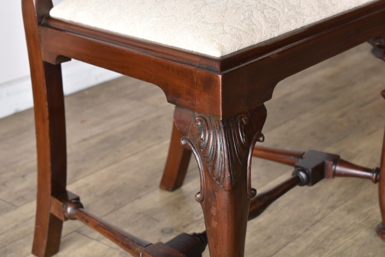 美しいクイーンアンチェア　4脚セット【c296-1】