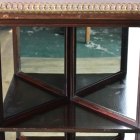 裏側がミラーバック収納になっている珍しいレザートップテーブル【fo237】