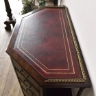 裏側がミラーバック収納になっている珍しいレザートップテーブル【fo237】