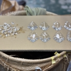 優雅な曲線が空間を華やかに彩る、真鍮の重厚な質感としずく型クリスタルが煌めく8灯式ガラスシャンデリア【sy470】