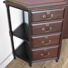 裏側がミラーバック収納になっている珍しいレザートップテーブル【fo237】