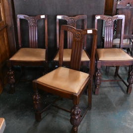 【修復前】アールデコデザインチェア　4脚セット【c311】