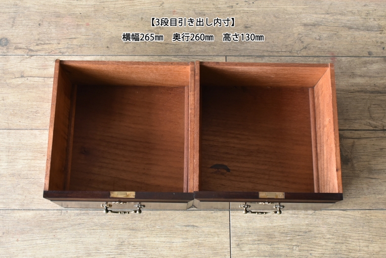 裏側がミラーバック収納になっている珍しいレザートップテーブル【fo237】