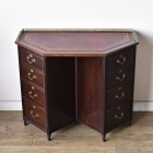 裏側がミラーバック収納になっている珍しいレザートップテーブル【fo237】