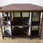 裏側がミラーバック収納になっている珍しいレザートップテーブル【fo237】