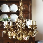 【修復前】お花の装飾が可愛らしい5灯式シャンデリア【sy419-2】