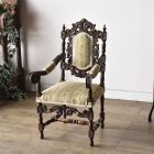 見事な彫刻が美しいキッズアームチェア【c304】