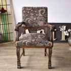 アンティークならではの生地が目を引くアームチェア【c35】