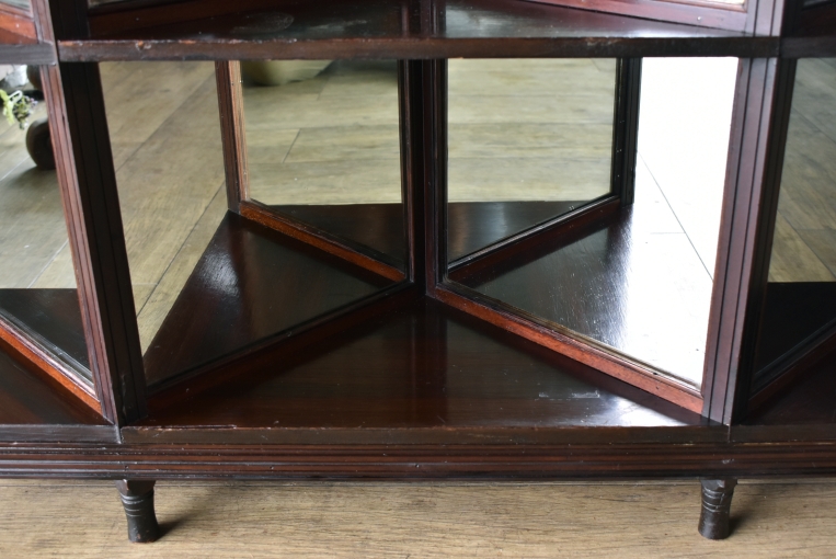 裏側がミラーバック収納になっている珍しいレザートップテーブル【fo237】