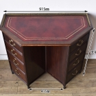 裏側がミラーバック収納になっている珍しいレザートップテーブル【fo237】