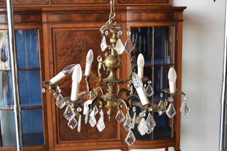 【修復前】6灯式シャンデリア【sy457】