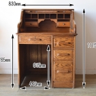 木目が美しいオーク材のスモールロールトップデスク【d83】