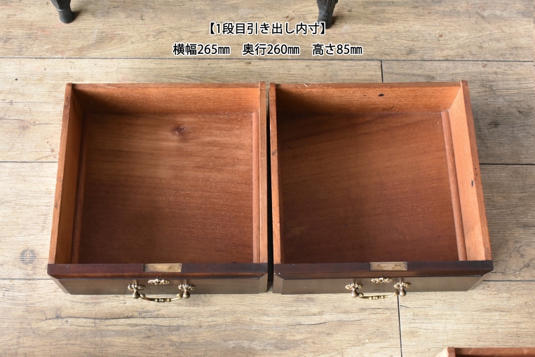 裏側がミラーバック収納になっている珍しいレザートップテーブル【fo237】