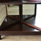 裏側がミラーバック収納になっている珍しいレザートップテーブル【fo237】