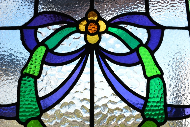 グリーンカラーが素敵なステンドグラスドア【6679】